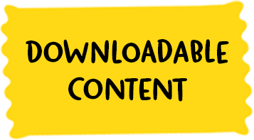 Yellow treat shape with the words 'Downloadable Content'